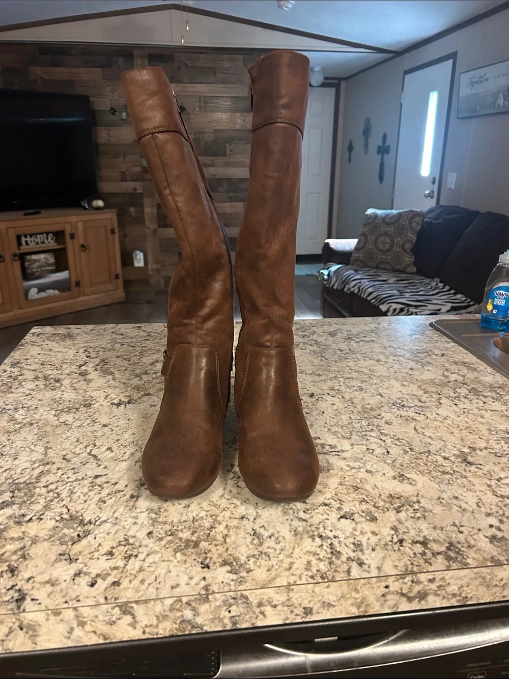 BareTraps Brown Over-the-Knee Wedge Boots
